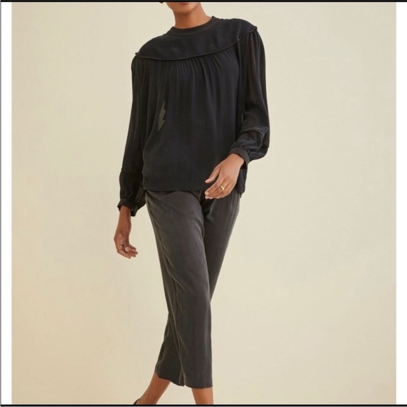 NWT Amour Vert Sheer Black Blouse - Picture 5 of 8